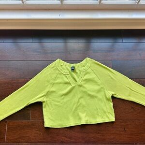Wild Fable Bright Green Cropped Waffle Knit Long Sleeve